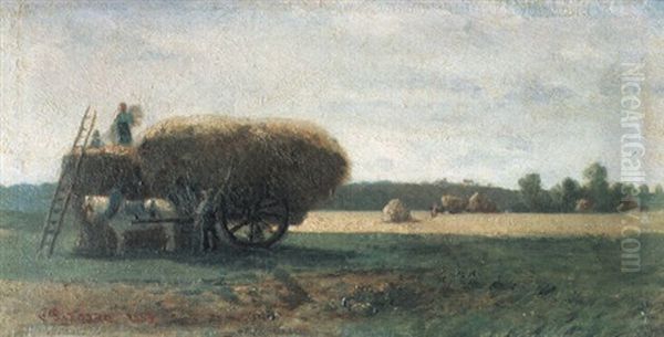 La Moisson Oil Painting by Camille Pissarro