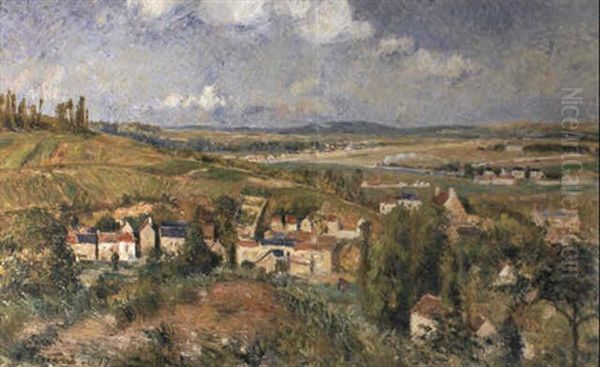 Vue D'auvers (le Valhermeil) Oil Painting by Camille Pissarro