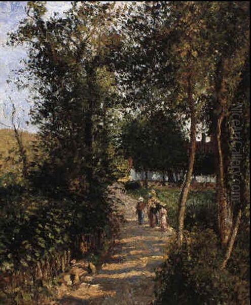 Route De Berneval-le-petit (maison Thievan) Oil Painting by Camille Pissarro