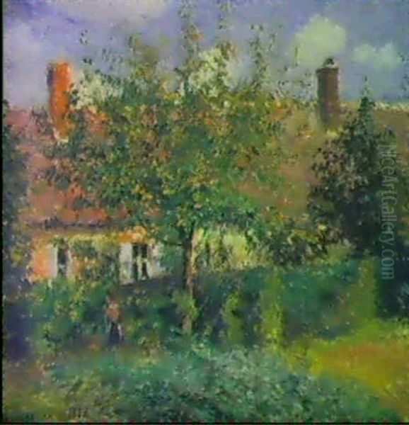 Maison De Paysan, A Eragny Oil Painting by Camille Pissarro