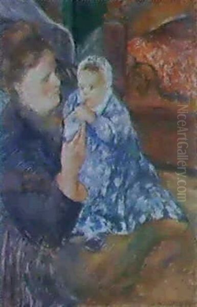 Mere Et Enfant: Portrait De Mme. Pissarro Et Son Fils, Rodo Oil Painting by Camille Pissarro