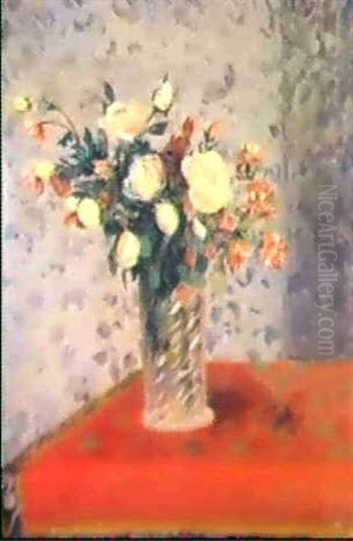 Bouquet De Fleurs,                                          Roses Roses Oil Painting by Camille Pissarro