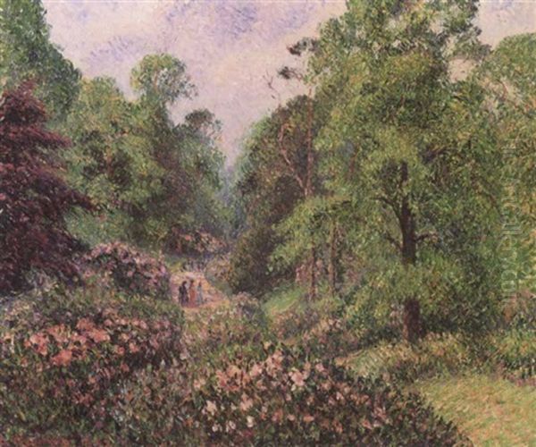 Jardin De Kew, L'alle Des Rhododendrons Oil Painting by Camille Pissarro