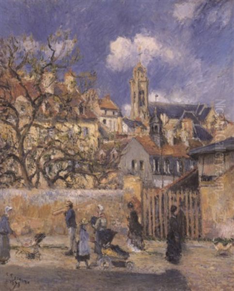 Le Parc Aux Charettes, Pontoise Oil Painting by Camille Pissarro