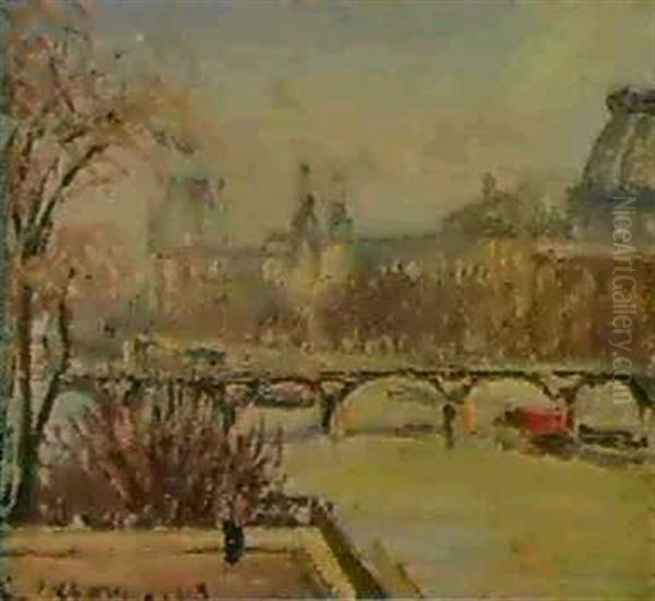 Le Louvre, Matin Oil Painting by Camille Pissarro