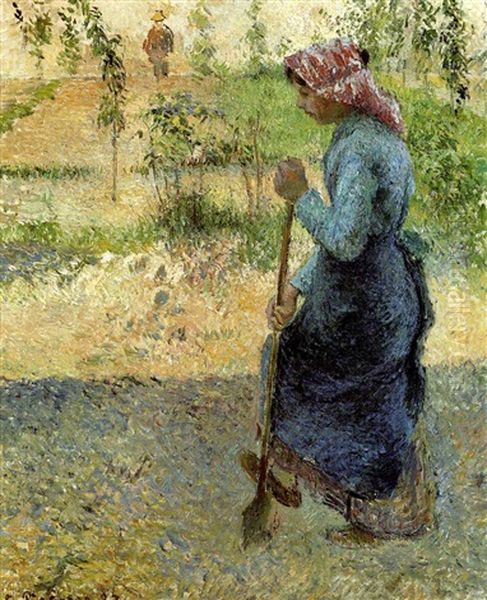 Etude De Paysanne En Plein Air (paysanne Bechant) Oil Painting by Camille Pissarro