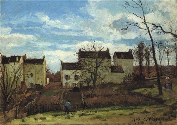 Printemps A Pontoise Oil Painting by Camille Pissarro