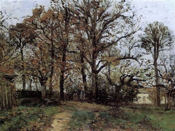 Les Arbres Sur Le Plateau, Effet D'automne, Paysage A       Louveciennes Oil Painting by Camille Pissarro