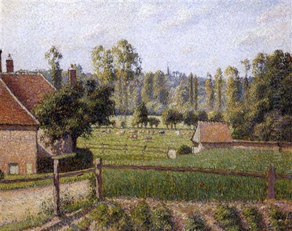 Prairie A Eragny Oil Painting by Camille Pissarro