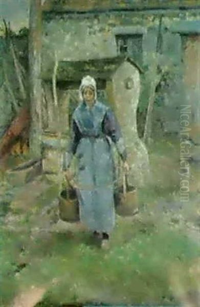 La Mere Presle A Montfoucault Oil Painting by Camille Pissarro