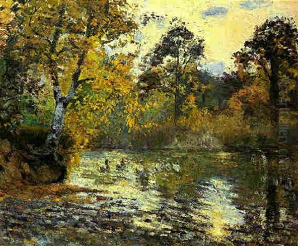 L'etang De Montfoucault Oil Painting by Camille Pissarro