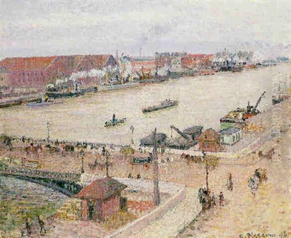 Crue De La Seine A Rouen Oil Painting by Camille Pissarro