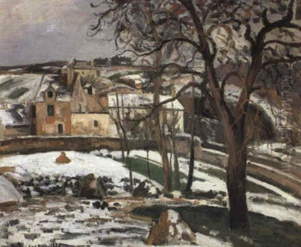 Effet De Neige A L'hermitage, Pontoise Oil Painting by Camille Pissarro