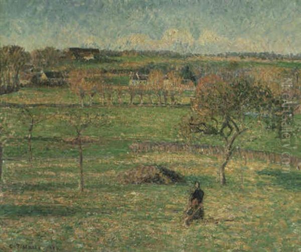 Prairies De Bazincourt, Automne Oil Painting by Camille Pissarro