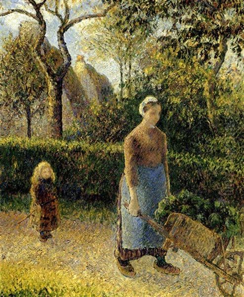 Femme A La Brouette by Camille Pissarro