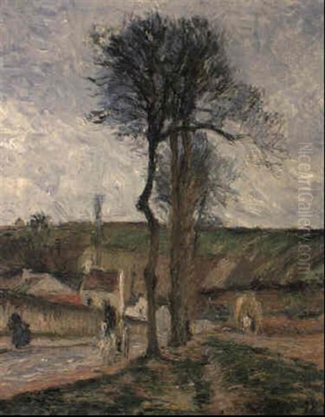 Route D'ennery A L'hermitage; Environs De Pontoise Oil Painting by Camille Pissarro