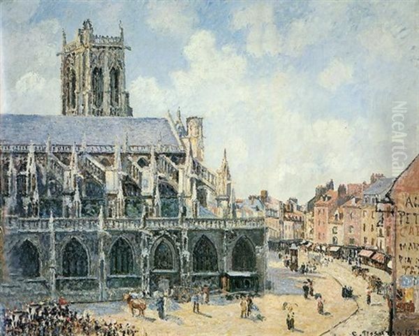 L'eglise Saint-jacques A Dieppe Matin, Soleil Oil Painting by Camille Pissarro