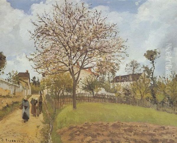 Paysage A Louveciennes Oil Painting by Camille Pissarro