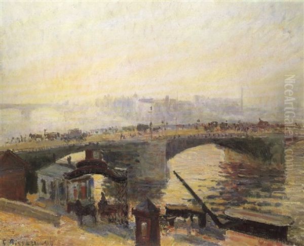 Brouillard, Matin, Rouen Oil Painting by Camille Pissarro