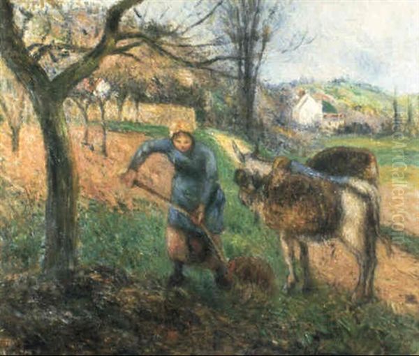 Paysage Avec Un Ane, Pointoise (l'engrais) Oil Painting by Camille Pissarro