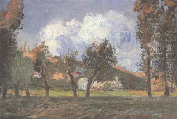 Etude De Soleil Couchanr, Pontoise Oil Painting by Camille Pissarro