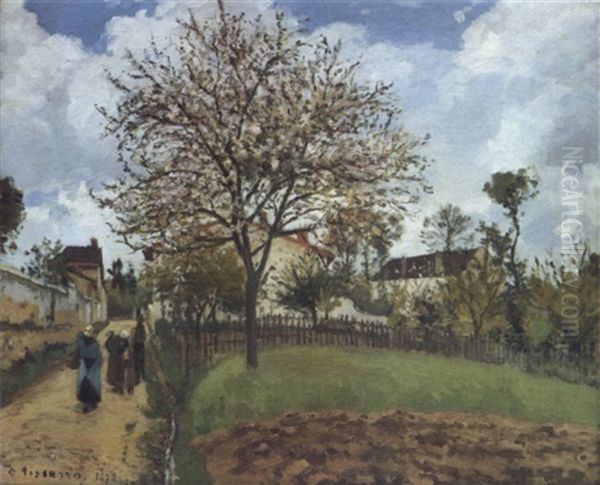 Paysage A Louveciennes Oil Painting by Camille Pissarro