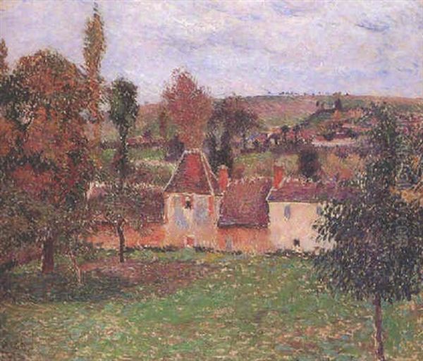 Ferme A Bazincourt Oil Painting by Camille Pissarro