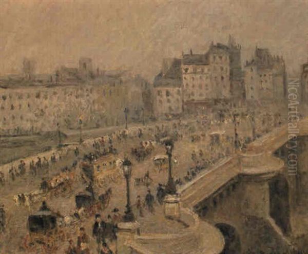 Pont Neuf - Brouillard Oil Painting by Camille Pissarro