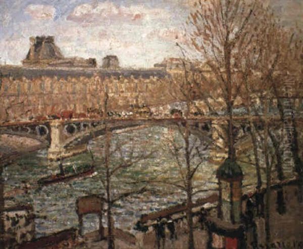 Le Pont Du Carrousel, Apres-midi Oil Painting by Camille Pissarro