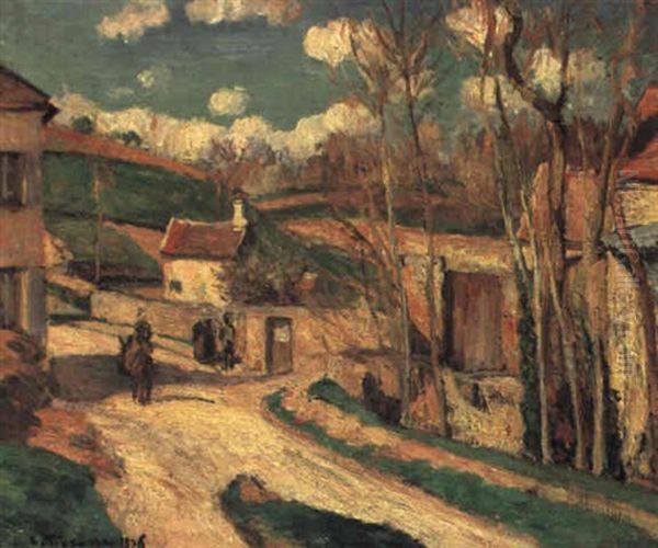 Un Carrefour A L'hermitage, Pontoise Oil Painting by Camille Pissarro