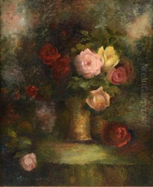 Roses In A Vase Oil Painting by Felix Pissarro