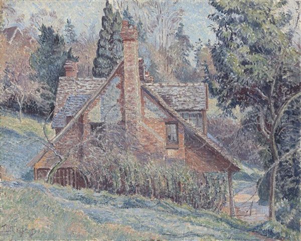 Cottage In A Landscape Oil Painting by Lucien Pissarro