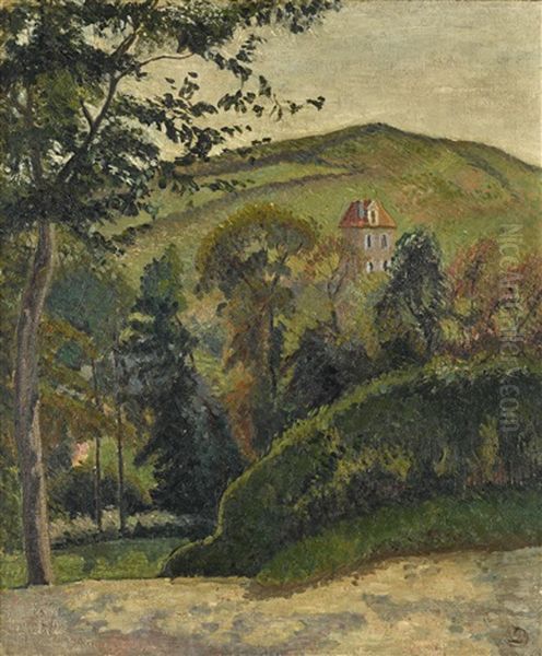 The Hillside, Berneval Oil Painting by Lucien Pissarro