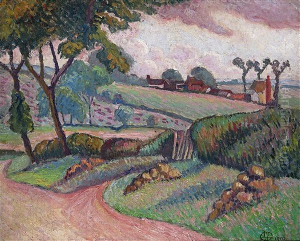 Duton Hill, Essex Oil Painting by Lucien Pissarro