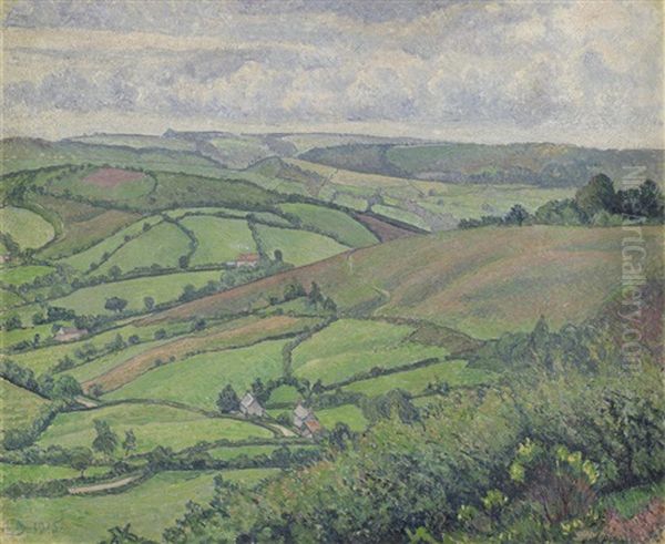 The Heather Patch, Fishpond Oil Painting by Lucien Pissarro