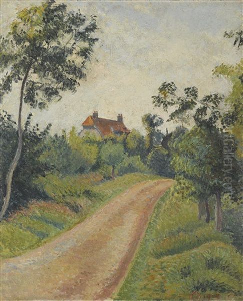 La Route, Berneval Oil Painting by Lucien Pissarro