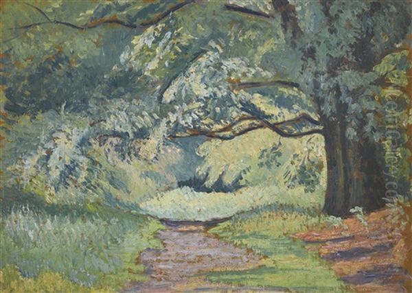 Path In Epping Forest Oil Painting by Lucien Pissarro