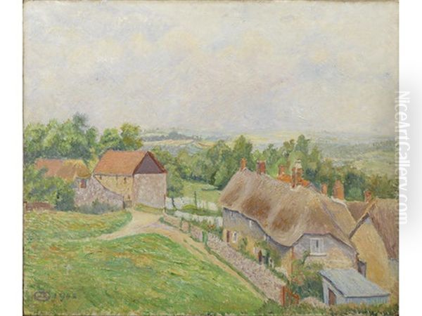 Phippens Cottage, Hewood Green Oil Painting by Lucien Pissarro