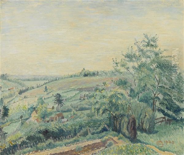 Coney Cottage, Hills Beyond The Garden by Lucien Pissarro