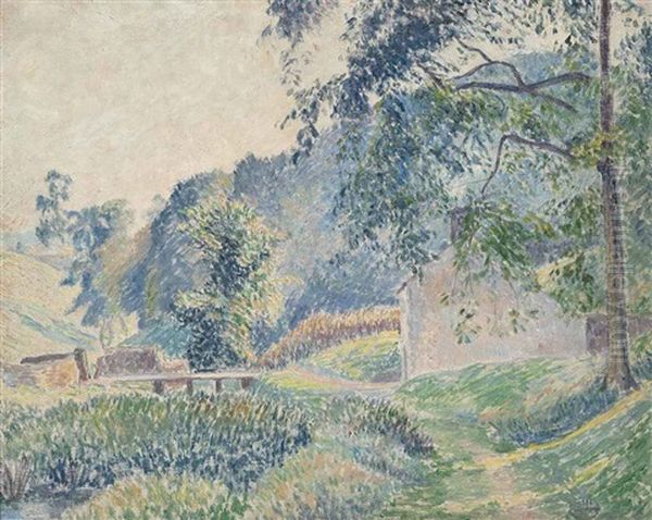 Brookleton, Misty Morning, Youlgreave Oil Painting by Lucien Pissarro