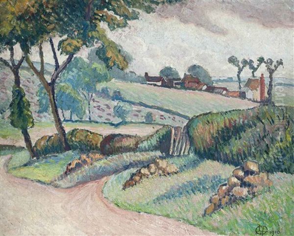 Duton Hill, Essex Oil Painting by Lucien Pissarro