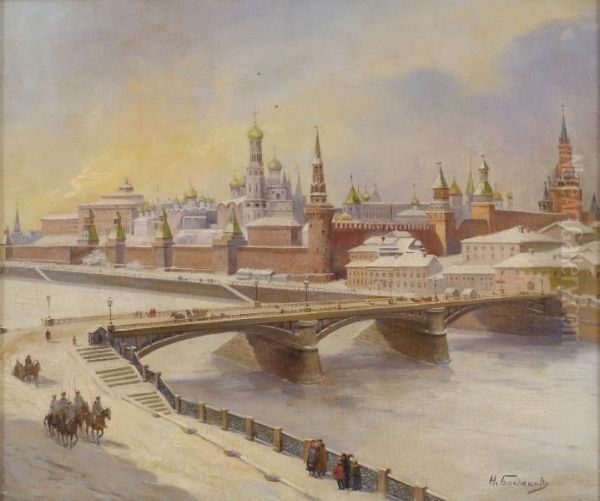 Talvine Moskva Oil Painting by Nikolaj Bogdanov