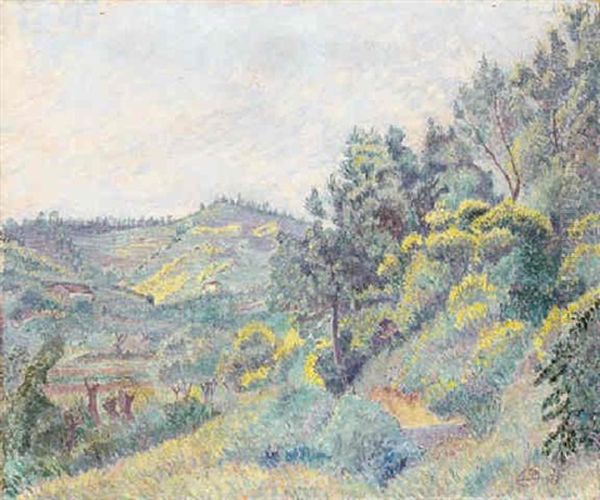 La Combe St Hermentaire (genets), Contignac Oil Painting by Lucien Pissarro