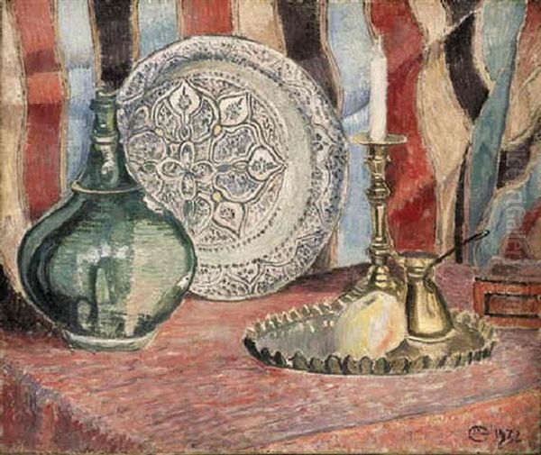 Blue Dish Oil Painting by Lucien Pissarro