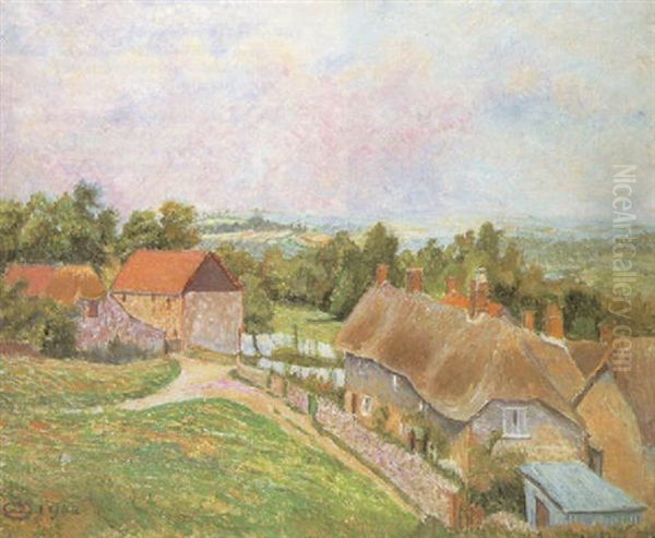 Phippens Cottage, Hewood Green Oil Painting by Lucien Pissarro