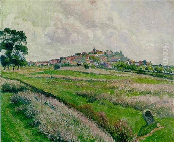 Rye Form Cadborough, Cloudy Morning Oil Painting by Lucien Pissarro