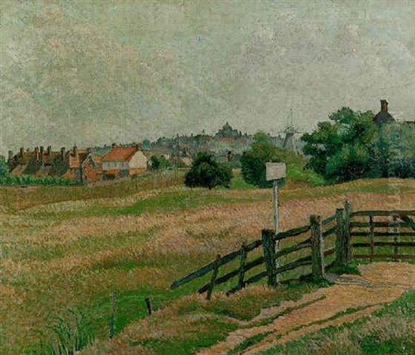 Rye From Coldborough Brickfield (sunny Morning) Oil Painting by Lucien Pissarro