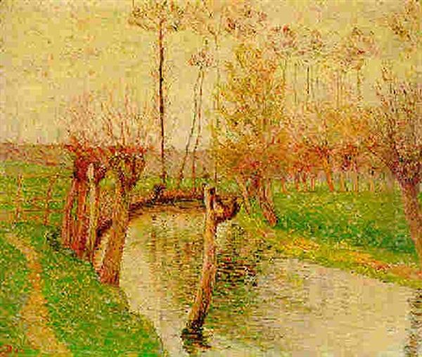 Eragny, L'epte Oil Painting by Lucien Pissarro