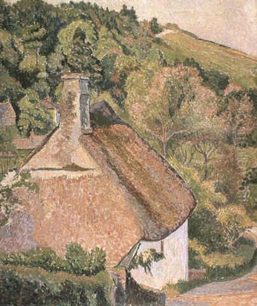 Blackpool Cottage Oil Painting by Lucien Pissarro