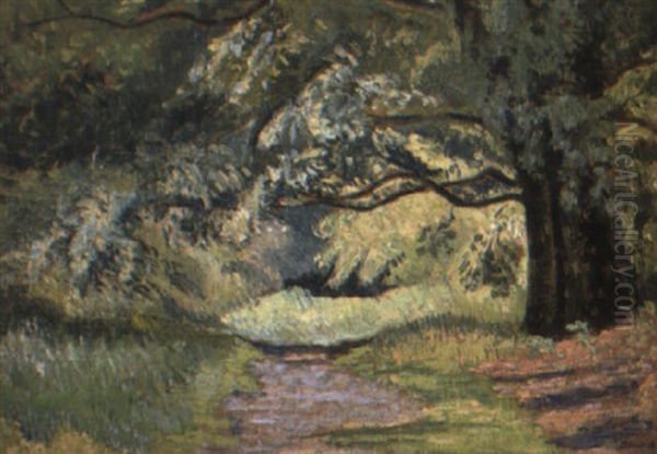 Path In Epping Forest Oil Painting by Lucien Pissarro